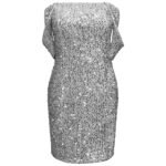 پیراهن کوتاه پولکی آف شولدر نقره ای