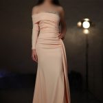 پیراهن مجلسی VIP کرپ سنگدوزی کریستال صورتی