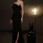 پیراهن مجلسی VIP کرپ سنگدوزی کریستال مشکی پهلو