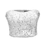 کراپ تاپ دکلته پولکی مجلسی نقره ای روشن