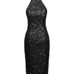 پیراهن میدی پولکی مجلسی مشکی