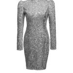 پیراهن کوتاه پولکی مجلسی نقره ای