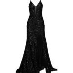 پیراهن ماکسی پولکی مجلسی مشکی