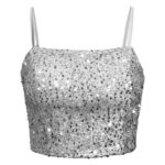 کراپ تاپ بندی پولکی مجلسی نقره ای روشن