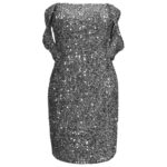 پیراهن کوتاه پولکی آف شولدر سربی