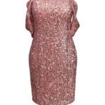 پیراهن کوتاه پولکی آف شولدر رزگلد