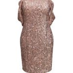 پیراهن کوتاه پولکی آف شولدر طلایی