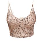 کراپ تاپ یقه هفت پولکی مجلسی طلایی