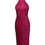 پیراهن میدی پولکی مجلسی سرخابی