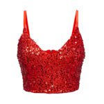 کراپ تاپ یقه هفت پولکی مجلسی قرمز