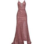 پیراهن ماکسی پولکی مجلسی صورتی