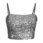کراپ تاپ بندی پولکی مجلسی نقره ای تیره
