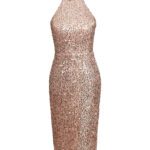 پیراهن میدی پولکی مجلسی طلایی