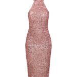 پیراهن میدی پولکی مجلسی رزگلد