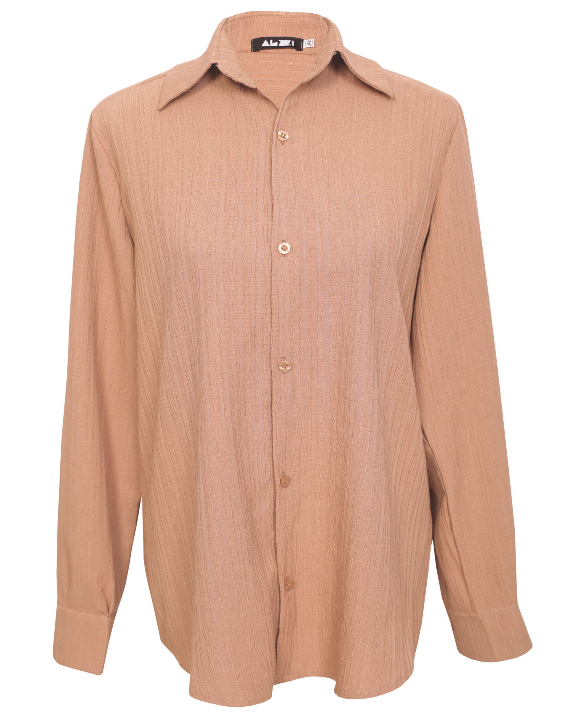 IMG_6513site شومیز زنانه جلودکمه دار نسکافه ای - Image 1