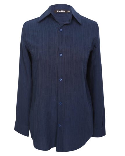 شومیز زنانه جلودکمه دار سرمه ای