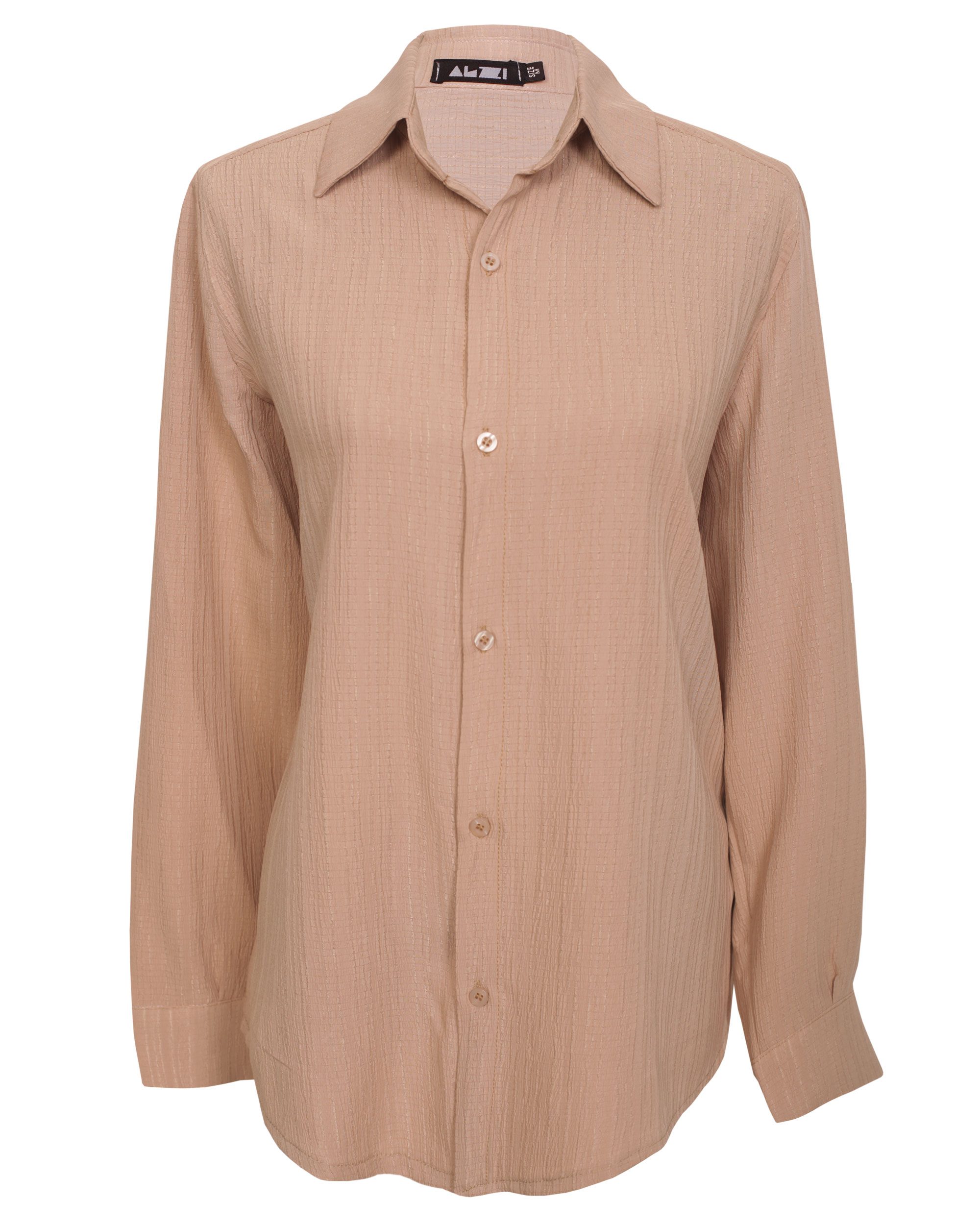 IMG_6559site شومیز زنانه جلودکمه دار کرم - Image 1