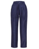 شلوار نیم بگ راه راه سرمه ای