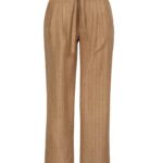 شلوار نیم بگ راه راه نسکافه ای