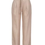 شلوار نیم بگ راه راه کرم